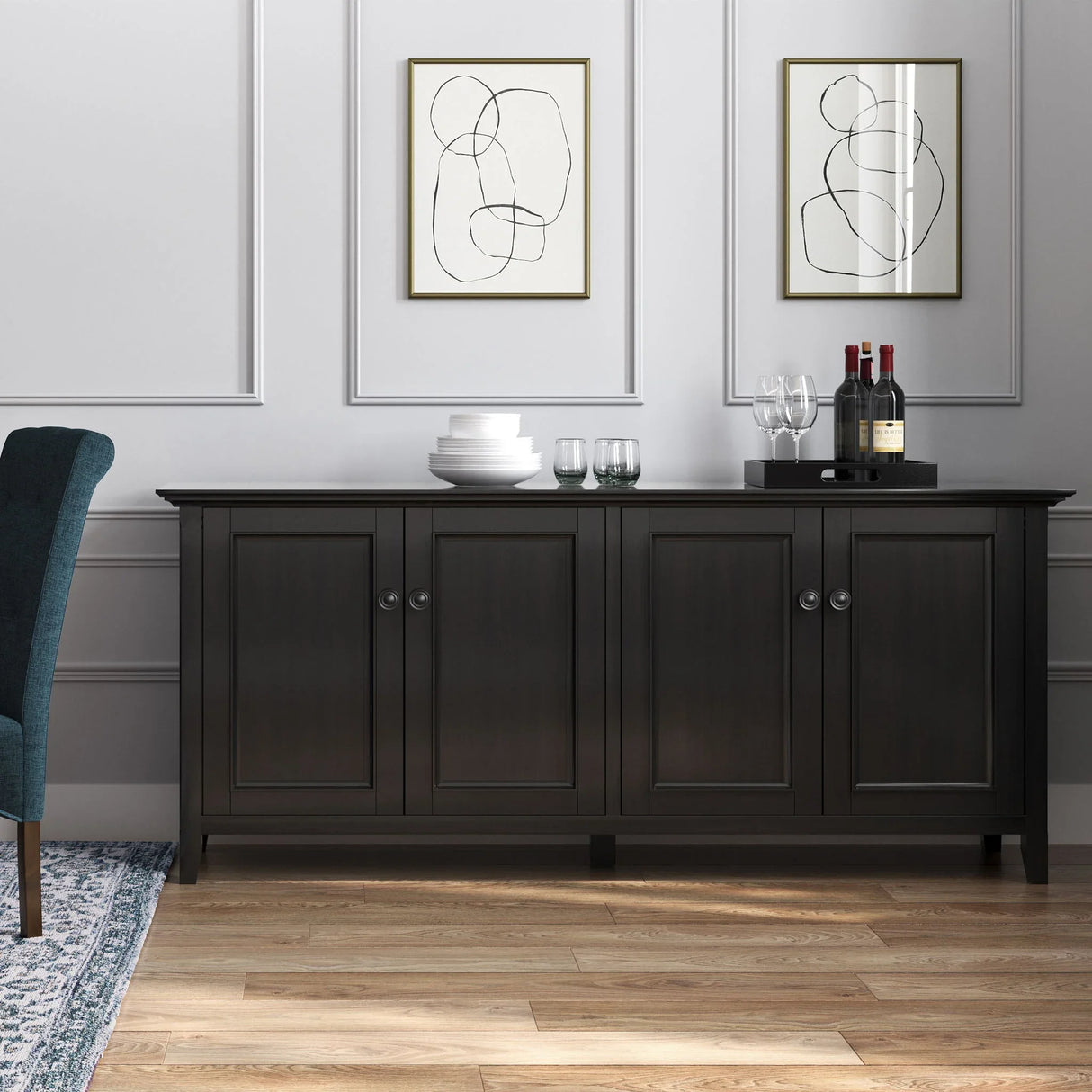Amherst - Wide 4 Door Storage Cabinet - Hickory Brown - Furniture Home Direct