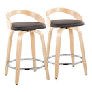 Grotto - Contemporary Fixed Height Counter Stool & Swivel, Round Footrest (Set of 2) - Furniture Home Direct