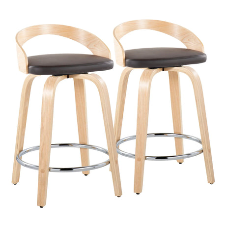 Grotto - Contemporary Fixed Height Counter Stool & Swivel, Round Footrest (Set of 2) - Furniture Home Direct