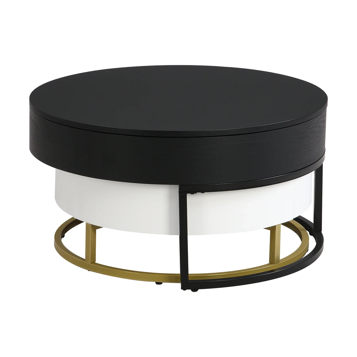 Nesting Coffee Tables Round Lift-Top Modern Black and White - Furniture Home Direct
