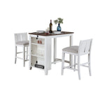 Graham - 3 Piece Small Space Counter Height Dining Table With Shelves And 2 Chairs (Set of 3) - Furniture Home Direct