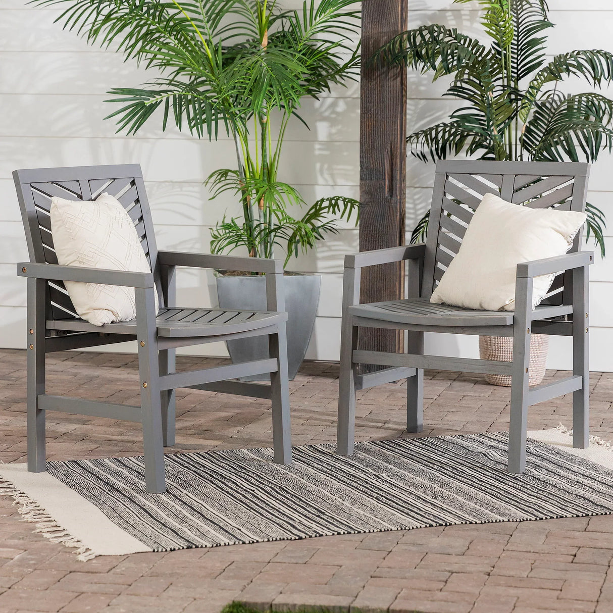 Modern 2 Piece Chevron Patio Chairs - Furniture Home Direct