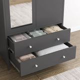 Wardrobe With Mirror Door And Two Drawers Charcoal Gray - Furniture Home Direct