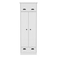 Dresser Closet With Upper Storage Covered With 1 Door, 2 Central Shelves, 1 Tube For Hanging Clothes Covered By 2 Doors, 1 Drawer At The Bottom - White - Furniture Home Direct