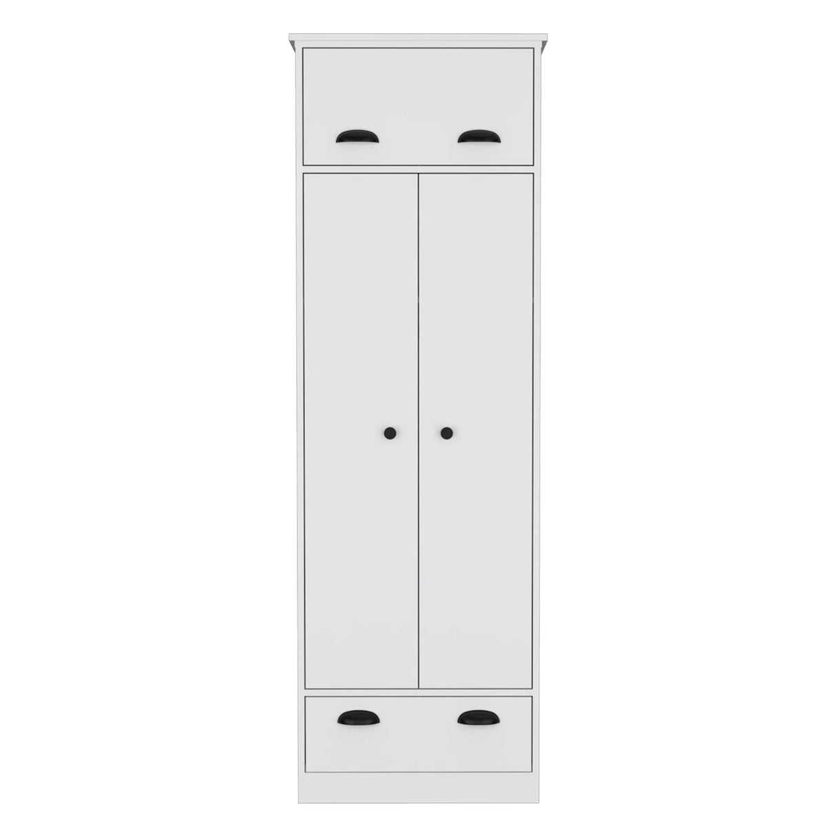 Dresser Closet With Upper Storage Covered With 1 Door, 2 Central Shelves, 1 Tube For Hanging Clothes Covered By 2 Doors, 1 Drawer At The Bottom - White - Furniture Home Direct