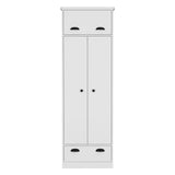 Dresser Closet With Upper Storage Covered With 1 Door, 2 Central Shelves, 1 Tube For Hanging Clothes Covered By 2 Doors, 1 Drawer At The Bottom - White - Furniture Home Direct