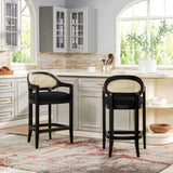 Americana - Mid-Century Modern Cane Back Counter Stool - Furniture Home Direct