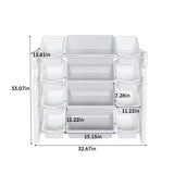 Multi Functional Kids Toy Storage Organizer Cabinet With Hdpe Shelf And 12 Bins - Gray White - Furniture Home Direct