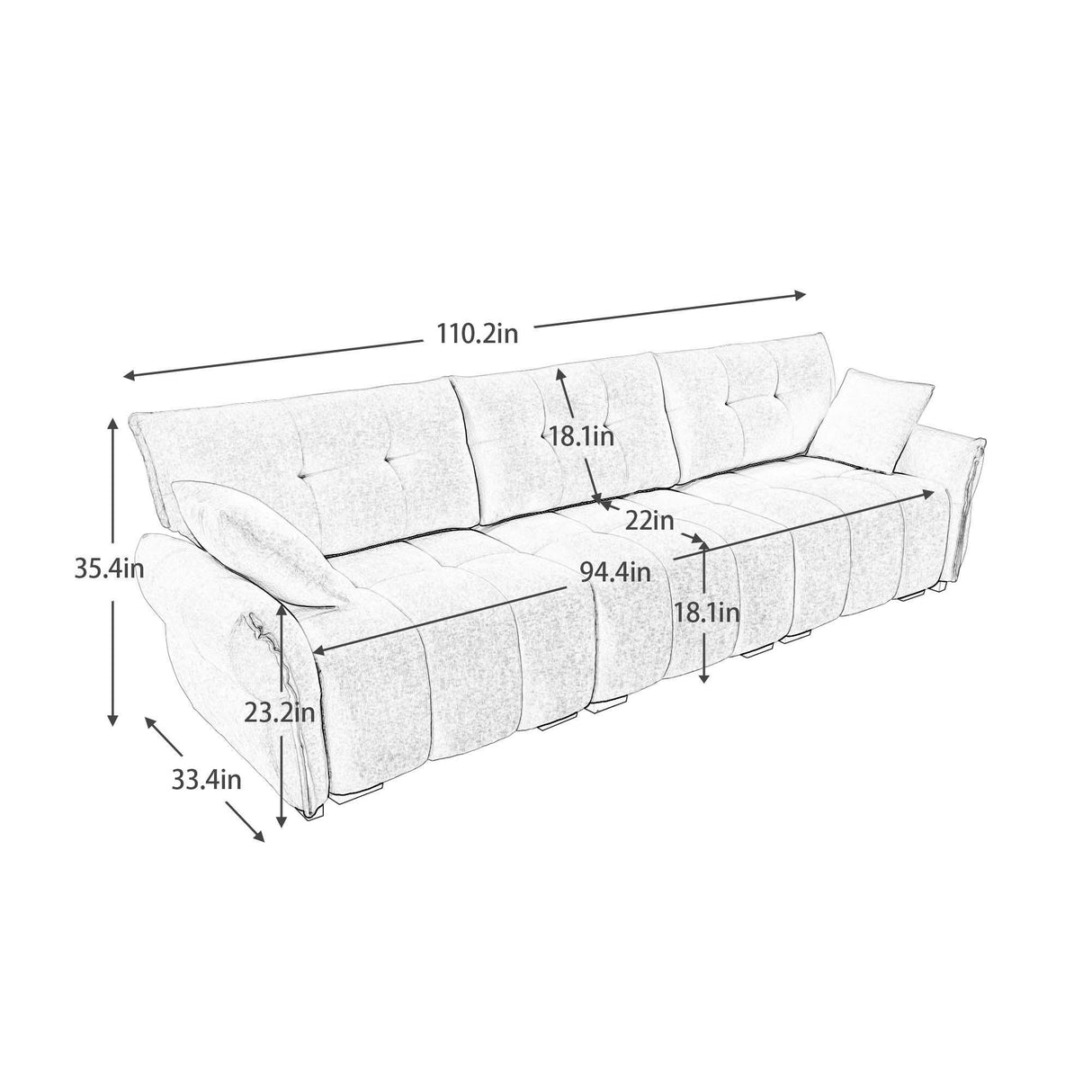 Modern Sofa & Pillows, Textured Cover, High Rebound Cushions - Furniture Home Direct