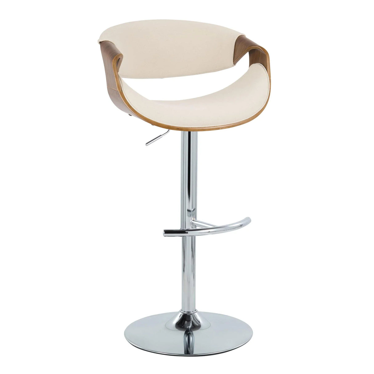 Curvo - Mid Century Modern Adjustable Barstool With Swivel With Rounded T Footrest (Set of 2) - Furniture Home Direct
