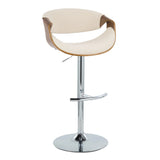 Curvo - Mid Century Modern Adjustable Barstool With Swivel With Rounded T Footrest (Set of 2) - Furniture Home Direct
