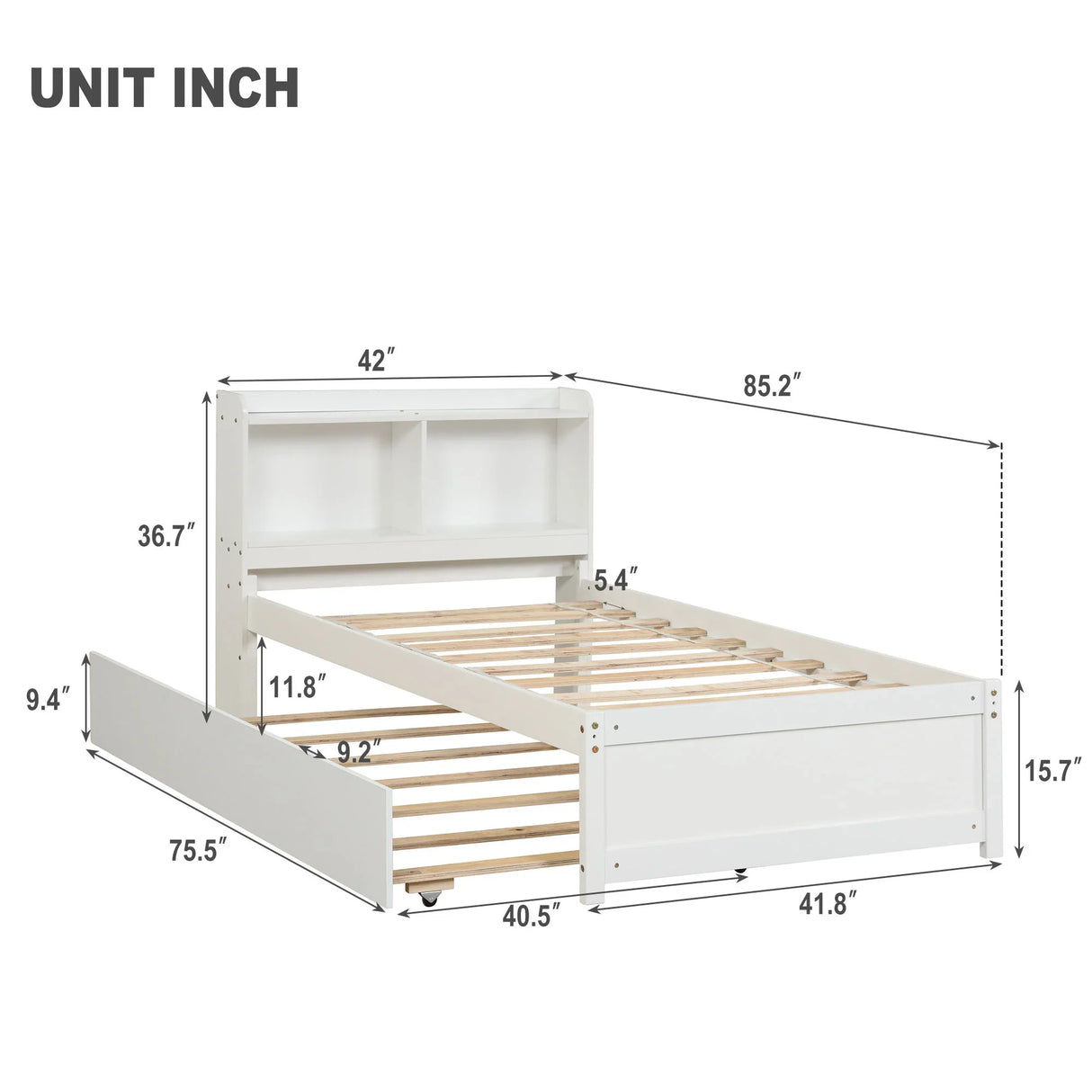 Twin Bed With Trundle, Bookcase - Furniture Home Direct