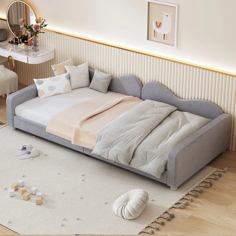 Upholstered Daybed, Sherpa Fabric Sofabed With Cloud-Shaped Backrest - Furniture Home Direct
