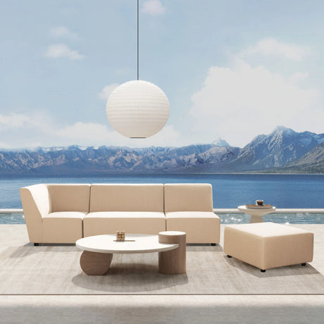 Cleo - Modular Upholstered Patio Ottoman Axroma Olefin - Furniture Home Direct