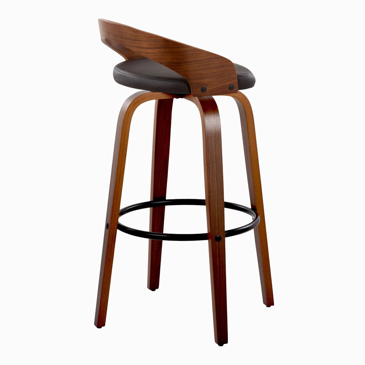 Grotto - Mid Century Modern Fixed Height Barstool & Swivel With Round Footrest (Set of 2) - Furniture Home Direct