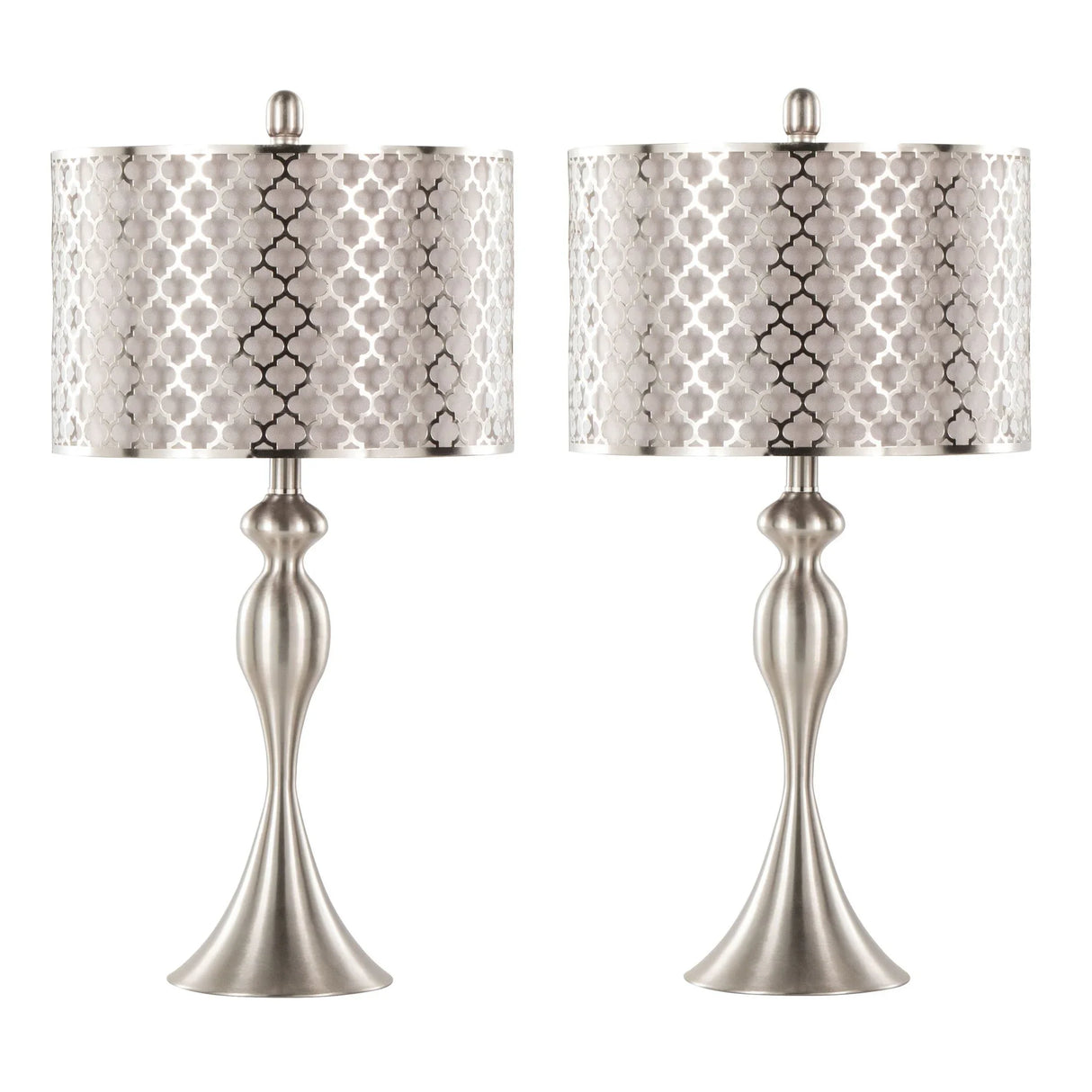 Ashland - Contemporary Table Lamp Laser Cut (Set of 2) - Nickel / Light Gray - Furniture Home Direct