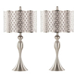Ashland - Contemporary Table Lamp Laser Cut (Set of 2) - Nickel / Light Gray - Furniture Home Direct