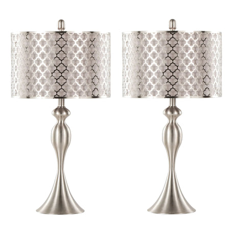 Ashland - Contemporary Table Lamp Laser Cut (Set of 2) - Nickel / Light Gray - Furniture Home Direct