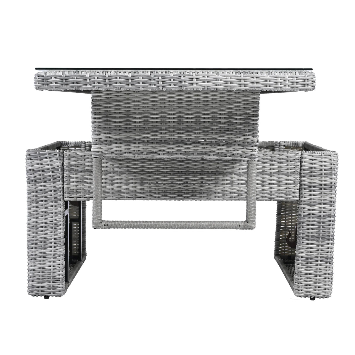 6 Piece Patio Set With An Adjustable Table, Recliners With Extendable Side Tables, And 2 Ottomans - Gray - Furniture Home Direct