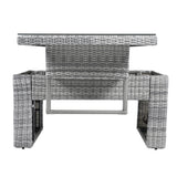 6 Piece Patio Set With An Adjustable Table, Recliners With Extendable Side Tables, And 2 Ottomans - Gray - Furniture Home Direct