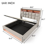Upholstered Platform Bed With A Hydraulic Storage System, LED And USB Charging (Without Mattress) - Furniture Home Direct