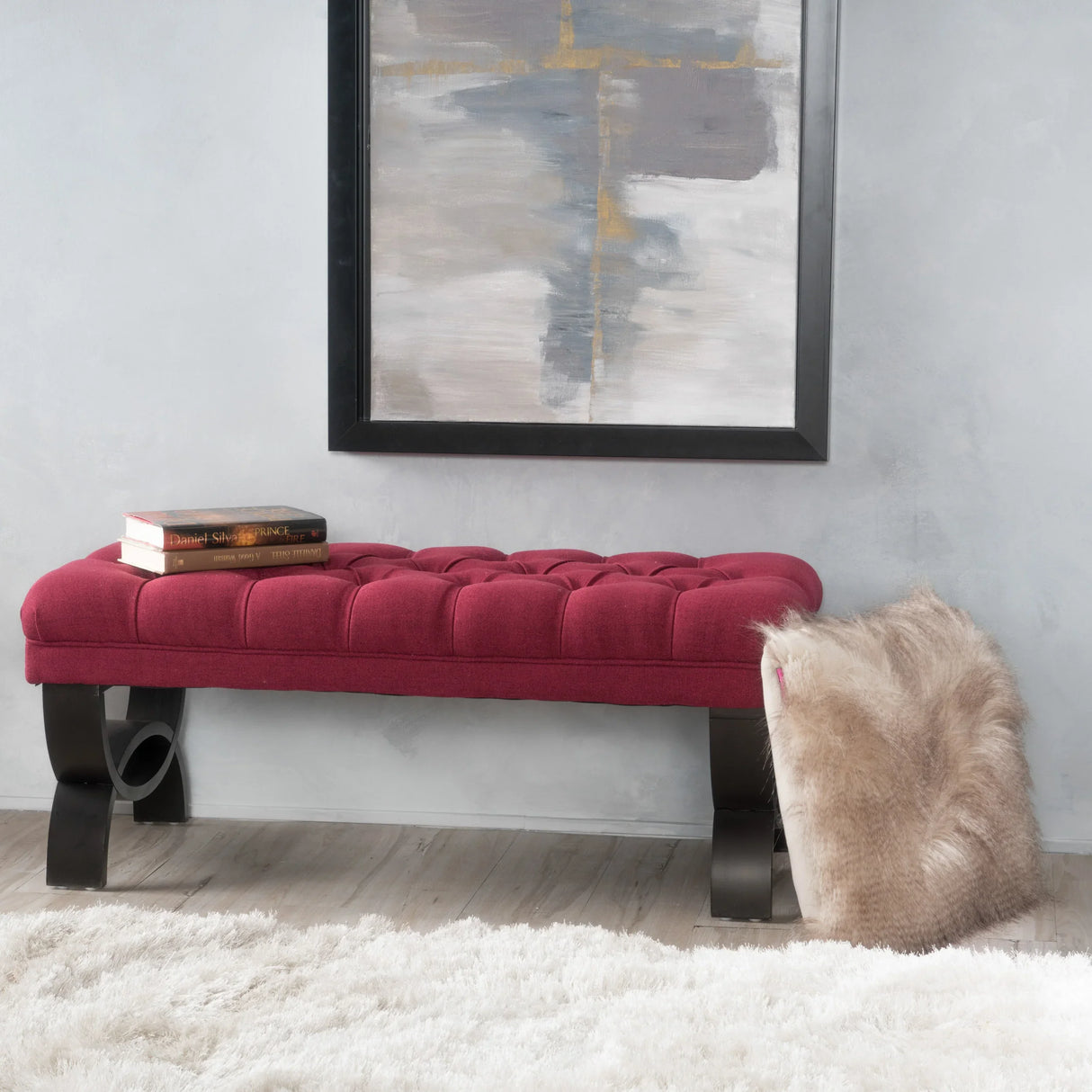 HILTON Bench with Button-Tufted Diamond Stitching - Furniture Home Direct