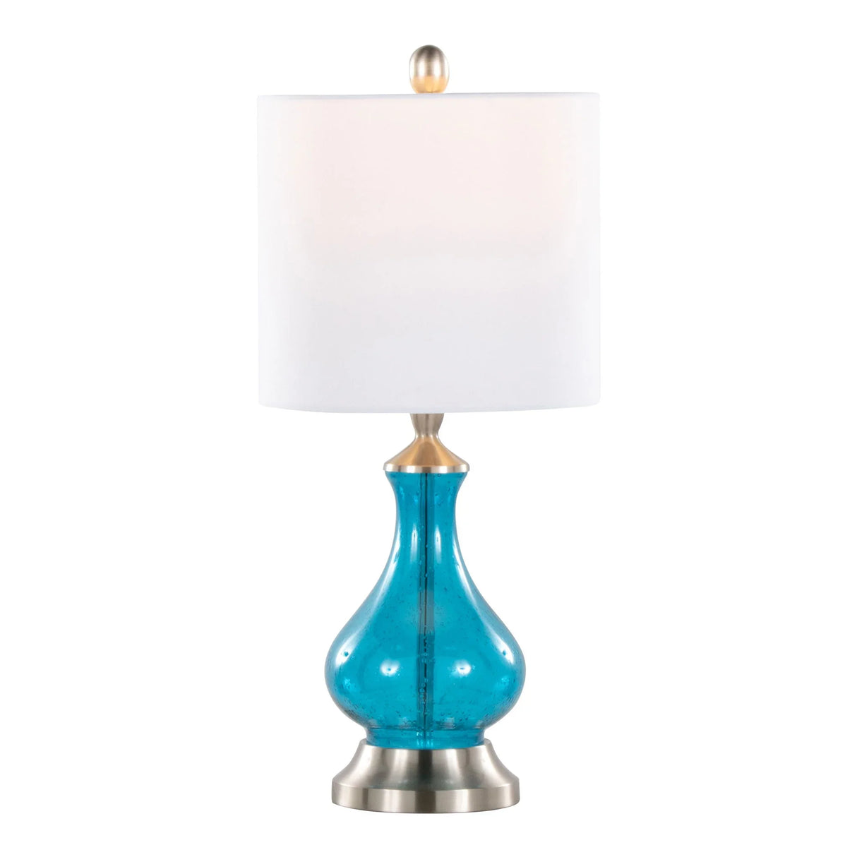 Jasmine - Contemporary Lamp - Clear Sapphire Blue Seeded / Nickel / White - Furniture Home Direct