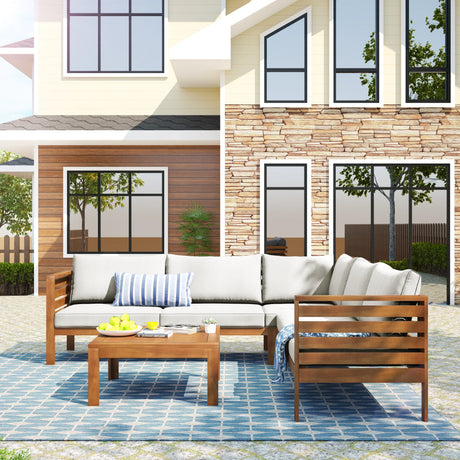 2 Piece Outdoor Sectional Set - Beige - Furniture Home Direct
