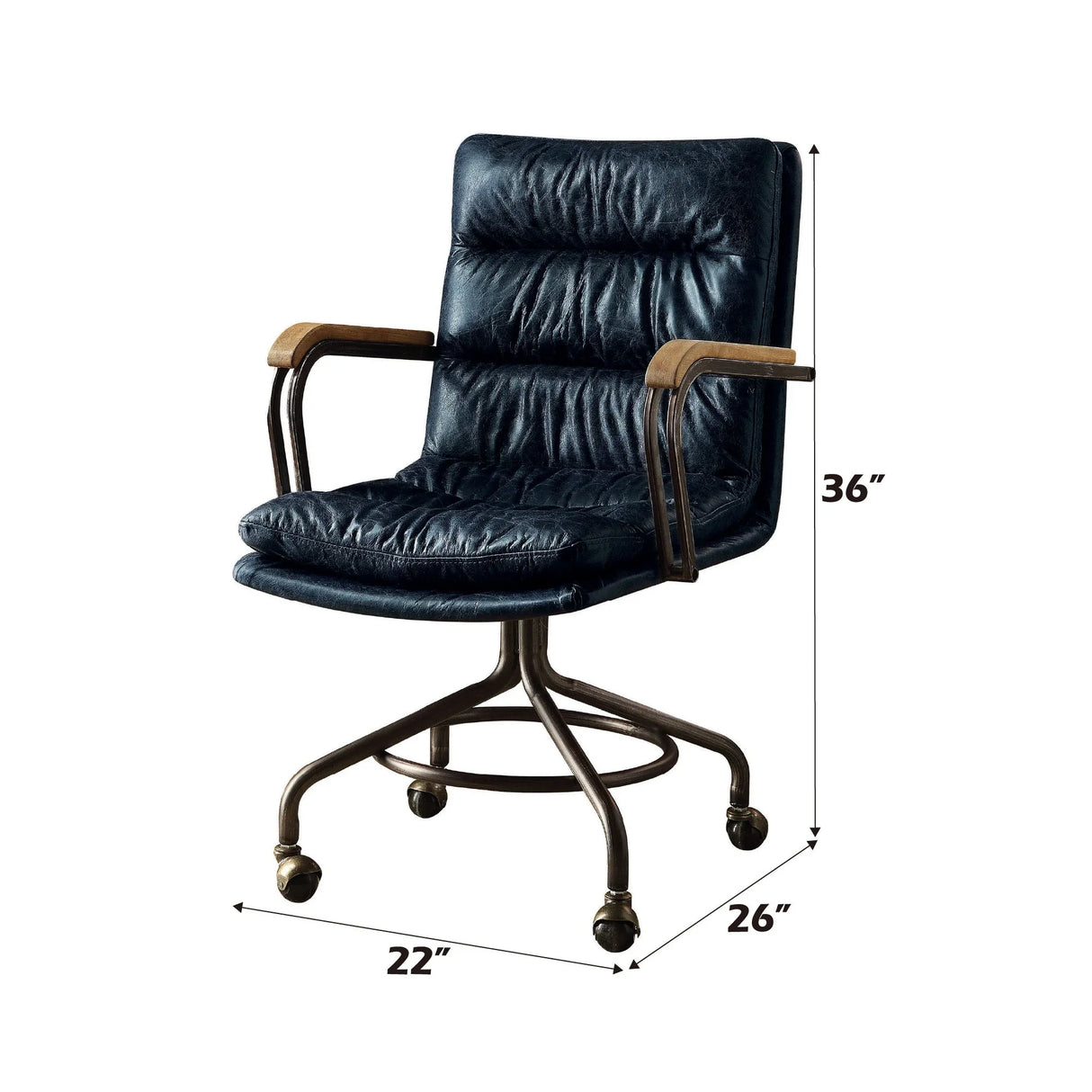 Harith - Retro Top Grain Leather Office Chair - Furniture Home Direct