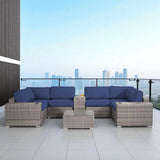 Modern Patio Rattan Sectional Set With Cushions - Furniture Home Direct
