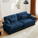 Modern Velvet Sofa With Bolstered Armrests And Pillows - Furniture Home Direct
