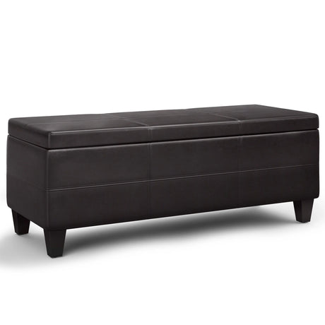 Avalon - Lift Top Rectangular Storage Ottoman - Tanners Brown - Furniture Home Direct