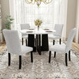 5 Piece Round Dining Table Set, Modern Dining Table And 4 Upholstered Chairs For Dining Room - Furniture Home Direct
