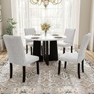 5 Piece Round Dining Table Set, Modern Dining Table And 4 Upholstered Chairs For Dining Room - Furniture Home Direct