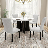 5 Piece Round Dining Table Set, Modern Dining Table And 4 Upholstered Chairs For Dining Room - Furniture Home Direct