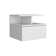 Floating Nightstand Wall Mounted With Single Drawer And 2 Tier Shelf - White - Furniture Home Direct