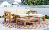 Outdoor 5-Piece Sectional Set with Cushions, Natural Finish+ Beige Cushions - Furniture Home Direct