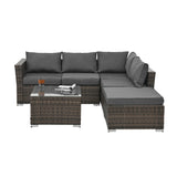 5 Piece Wicker Patio Sectional Set - Gray - Furniture Home Direct