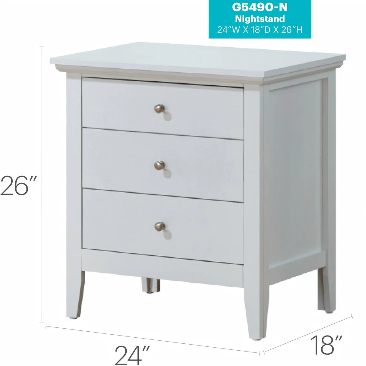Hammond - 3 Drawer Nightstand - Furniture Home Direct