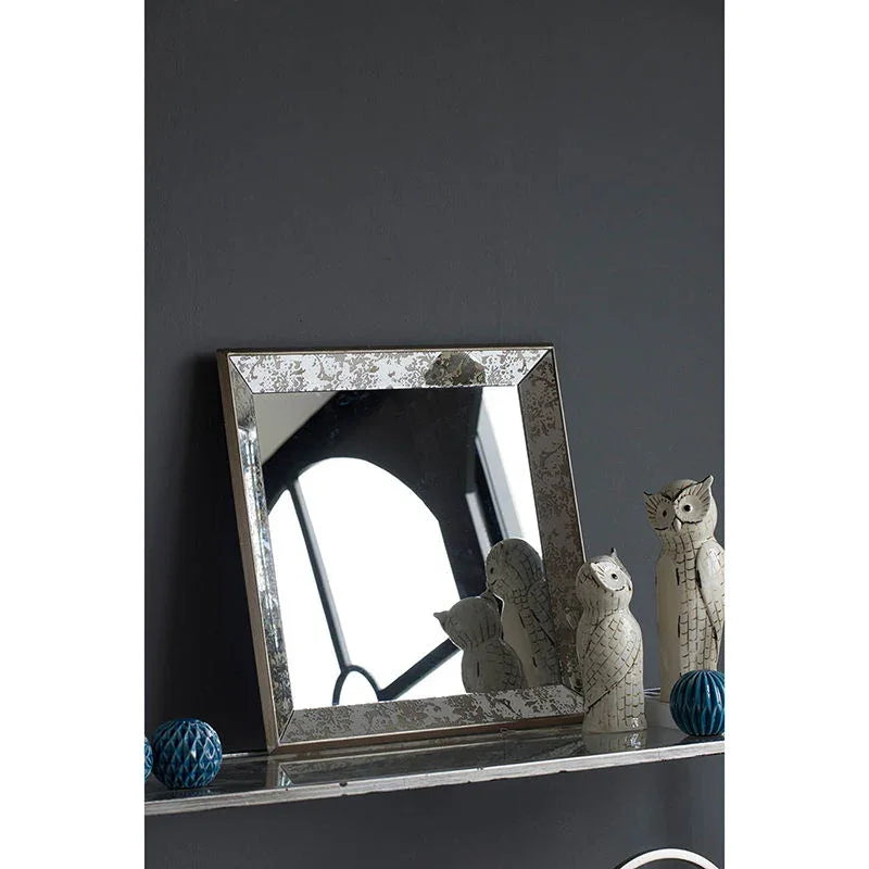 Antique Rectangle Mirror With Floral Accents, Mirrored Display Tray, Hanging Wall Mirror - Furniture Home Direct