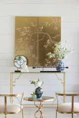 Cherry Blossom Wall Art Panels, Wall Decor For Living Room Dining Room Office Bedroom (Set of 2) - Gold - Furniture Home Direct