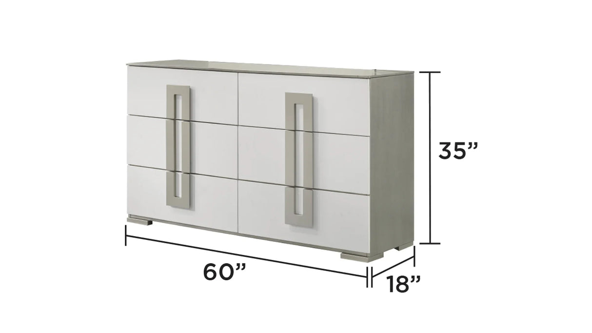 Bedroom Set Contemporary Full Bed Dresser Nightstand White - Furniture Home Direct