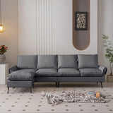 Modern Sectional Technical Leather L-Shaped Sofa Couch With Convertible Ottoman - Furniture Home Direct