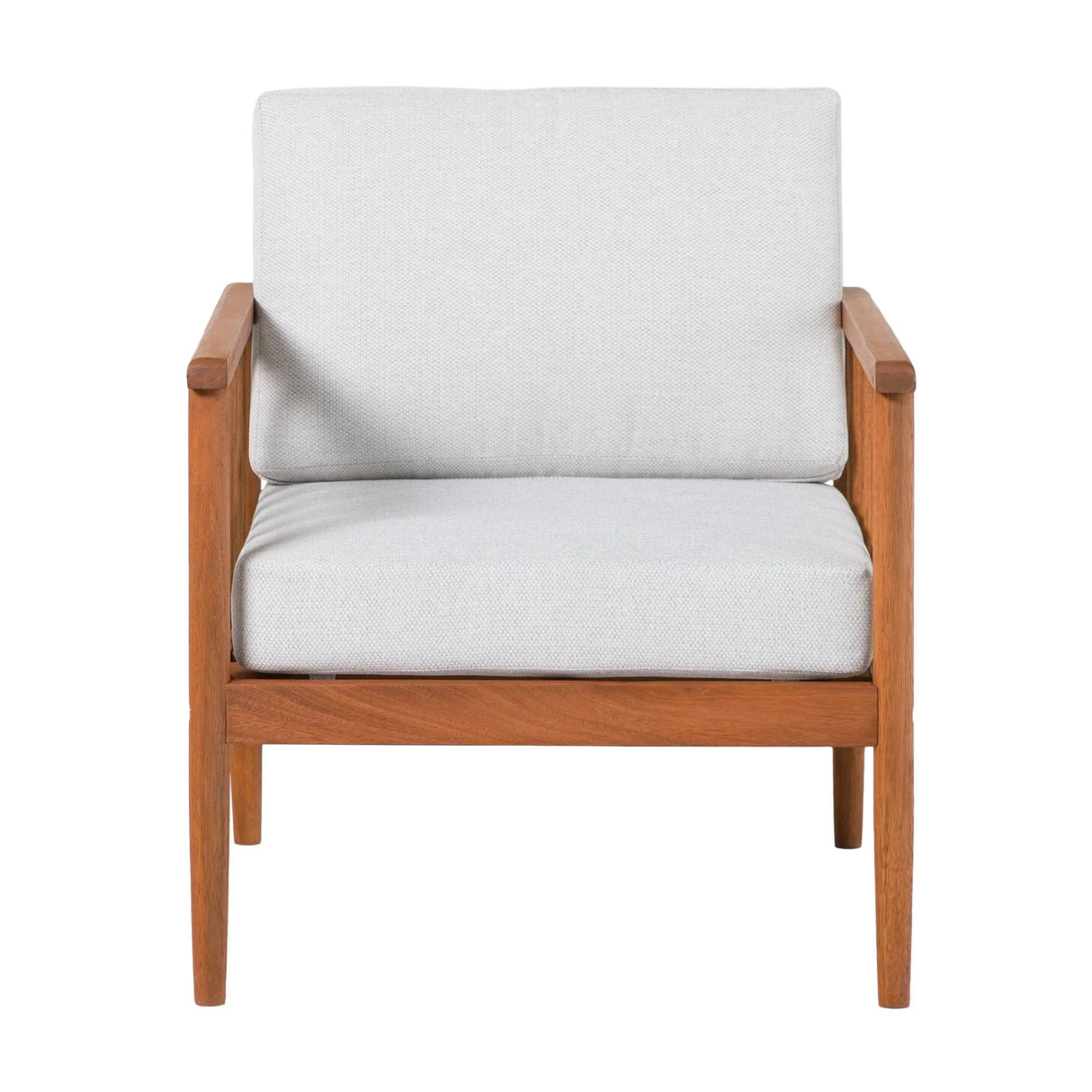 Contemporary Cushioned Eucalyptus Wood Patio Accent Chair - Furniture Home Direct