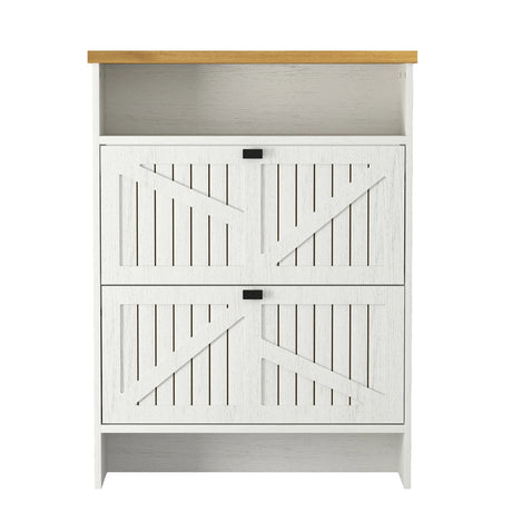 4 Layer Folding Shoe Cabinet With Metal Rounded Corners Convenient Shoe Storage - White - Furniture Home Direct