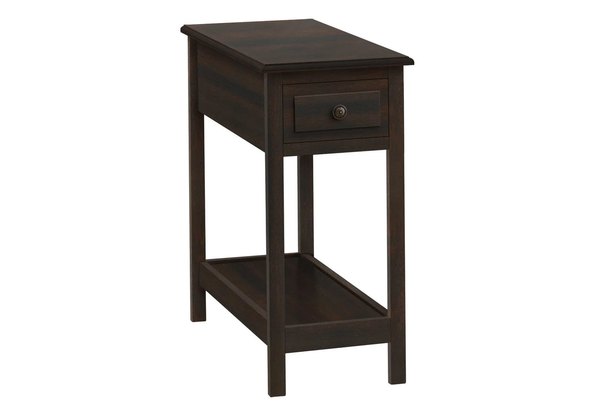 Accent End Table, 2 Tier, Storage Drawer, Transitional - Walnut - Furniture Home Direct