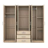 6 Doors Wardrobe Storage For Bedroom, With Big Drawers - Furniture Home Direct