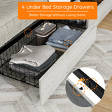 Queen Bed With Upholstered Headboard And Wood Frame Beige - Furniture Home Direct