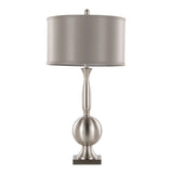 Joan - Contemporary Table Lamp (Set of 2) - Nickel / Gray Satin - Furniture Home Direct