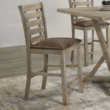 Dining Counter Height Chairs Modern Farmhouse Rustic Look Distressed Design Ladderback Solid Wood (Set of 2) - Grayish Brown - Furniture Home Direct